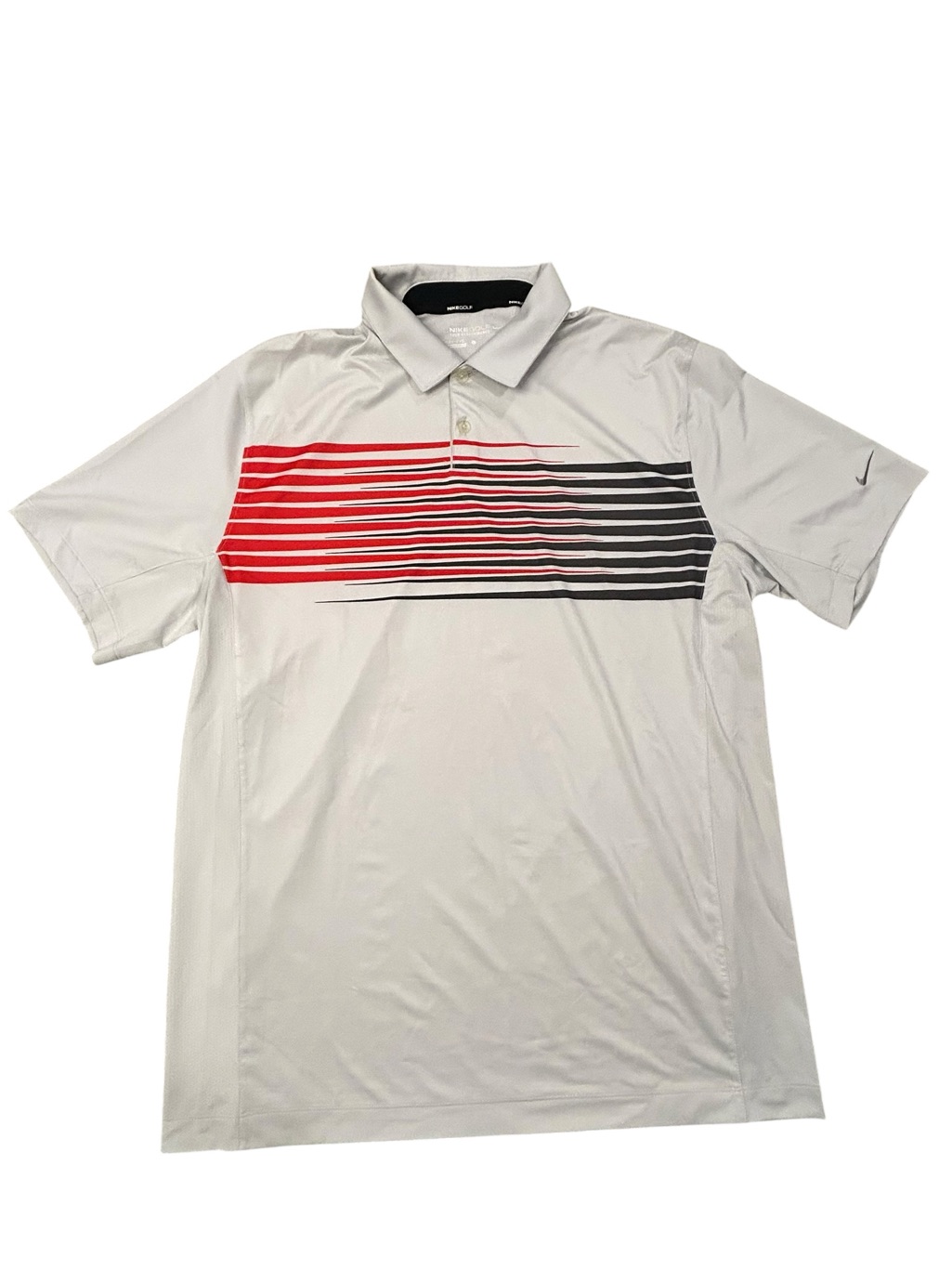 Nike Golf Tour Performance Dri Fit White Polo Red And Black Stripe Menâs L